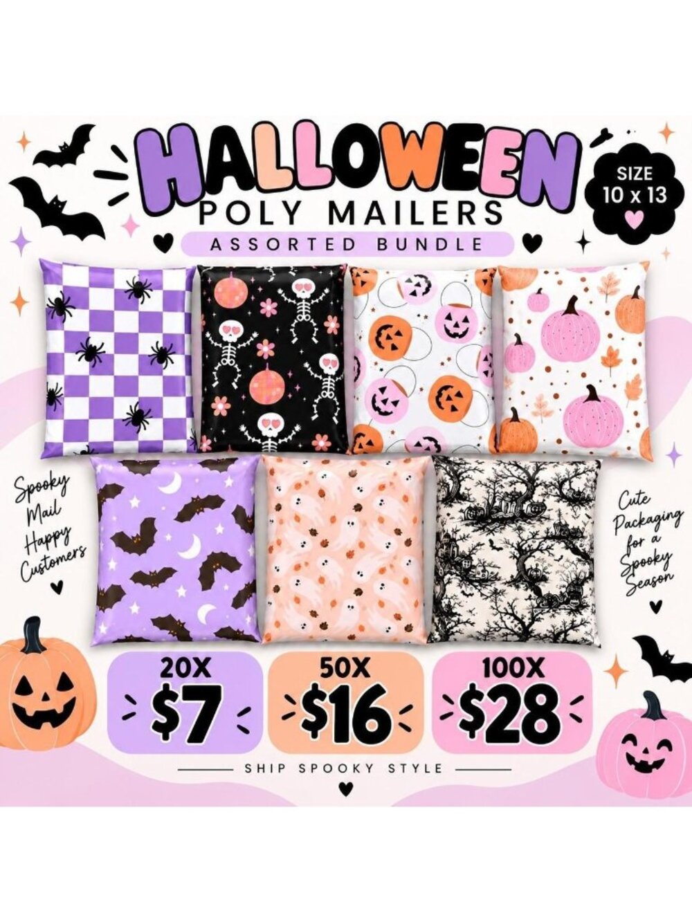 Halloween Mixed Poly Mailers 100 pack